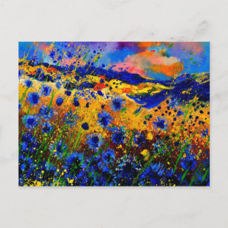 Carte Postale fleurs de maïs bleues 0746