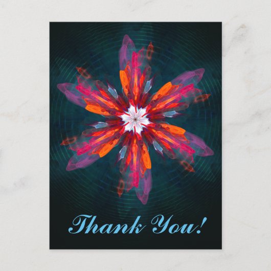 Carte Postale Fleurs de mandala floral Orange Rouge Bleu Abstrai (Devant)