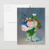 Carte Postale Fleurs de manet dans un vase de cristal (Devant / Derrière)