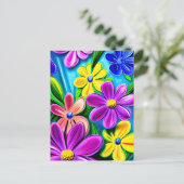 Carte Postale Fleurs de marguerite colorées (Debout devant)