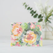 Carte Postale Fleurs de mariage à l'aquarelle, modèle (Debout devant)