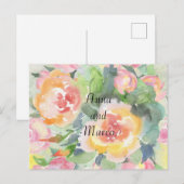 Carte Postale Fleurs de mariage à l'aquarelle, modèle (Devant / Derrière)