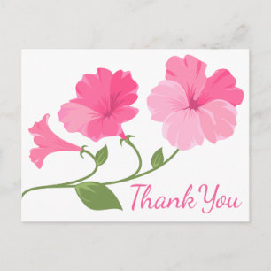 Carte Postale Fleurs de Merci d'aquarelle florale rose Fuchsia
