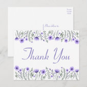 Carte Postale Fleurs de Merci violet Floral Fête de mariage (Devant / Derrière)