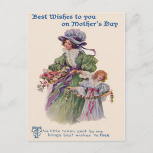 Carte Postale Fleurs de mère et fille victoriennes pour la fête