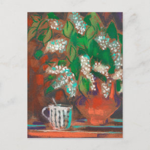 Carte Postale Fleurs de Merisier Fleurissent Peinture Florale Pa