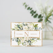 Carte Postale Fleurs de monogramme floral Gold White Save the Da (Debout devant)