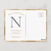 Carte Postale Fleurs de monogramme floral Gold White Save the Da (Dos)