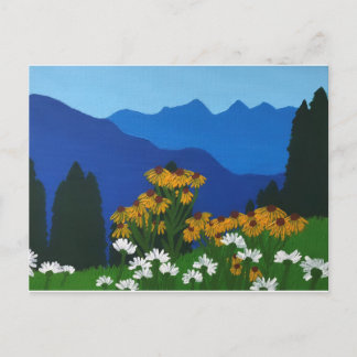 Carte Postale Fleurs de Montagne Jaunes et Blanches