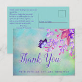 Carte Postale Fleurs de Myosotis de couleur lilas Merci (Devant / Derrière)