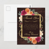 Carte Postale Fleurs de naissance de couleur rouge orange brûlé (Devant / Derrière)