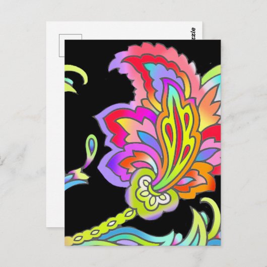 Carte Postale Fleurs de néon (Devant / Derrière)