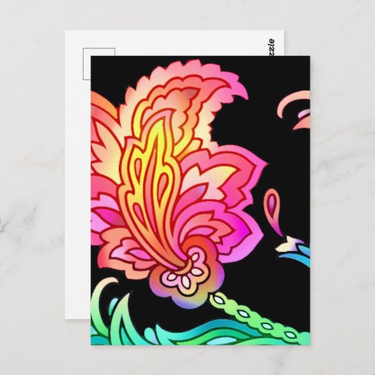 Carte Postale Fleurs de néon (Devant / Derrière)