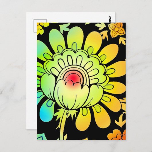 Carte Postale Fleurs de néon (Devant / Derrière)