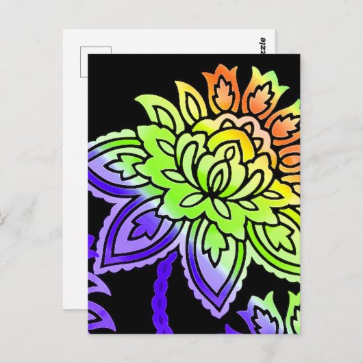 Carte Postale Fleurs de néon (Devant / Derrière)