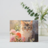 Carte Postale Fleurs de oeillet de naissance de janvier et chato (Debout devant)
