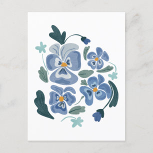 Carte Postale Fleurs de Pansy Bleu Pansies esthétiques