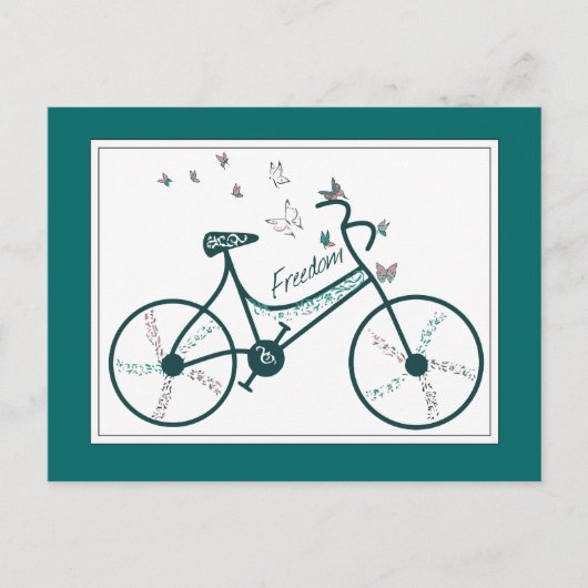 Carte Postale Fleurs de papillons délicates et fans de vélos de  (Devant)