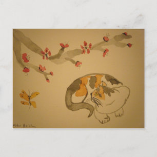 Carte Postale Fleurs de papillons et de prunes