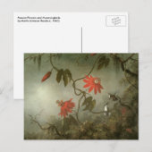 Carte Postale Fleurs de passion et colibris par Martin J Heade (Devant / Derrière)