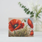 Carte Postale Fleurs de pavot rouge (Debout devant)