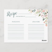 Carte Postale Fleurs de pêcher & verdure, recette de Baby Shower (Dos)