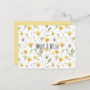 Carte Postale Fleurs de pissenlits jaunes blancs