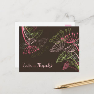 Carte Postale Fleurs de Pissenlits Roses Douces Chic Amour & Rem