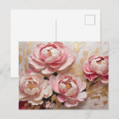 Carte Postale Fleurs de pivoine abstraites roses et dorées (Devant / Derrière)