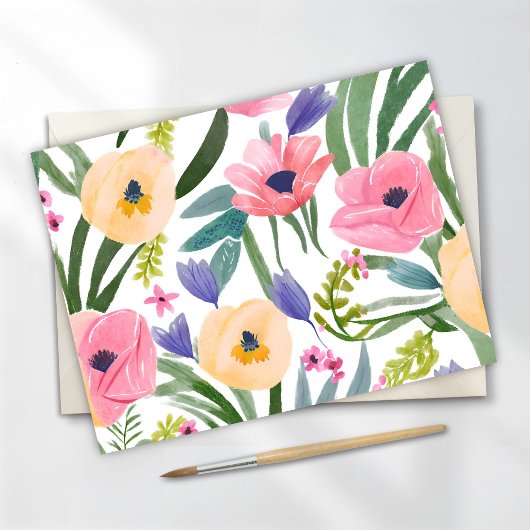 Carte Postale Fleurs de printemps | Aquarelle florale Pastel