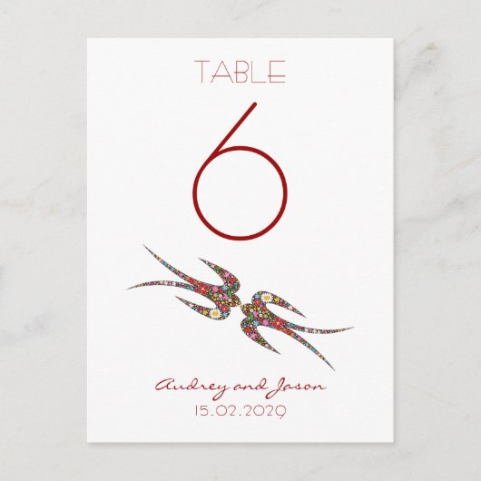 Carte Postale Fleurs de printemps de hirondelles baisantes Numér (Devant)