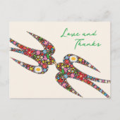 Carte Postale Fleurs de printemps Mariage en hirondelles baisant (Devant)