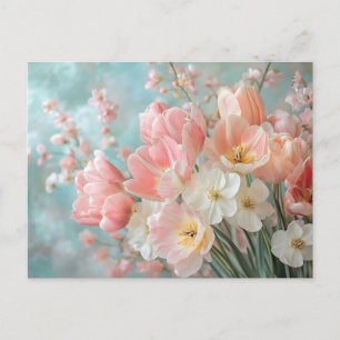 Carte Postale Fleurs de printemps pastel doux Design Flore délic