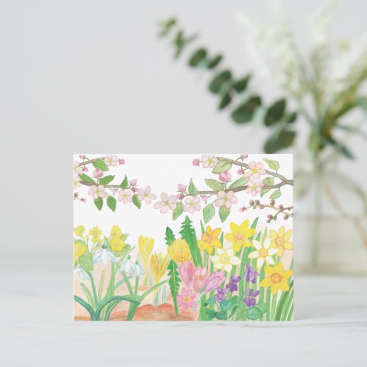 Carte Postale Fleurs de printemps qui rayonnent la joie (Debout devant)
