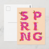 Carte Postale Fleurs de printemps rose (Devant / Derrière)