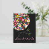 Carte Postale Fleurs de printemps Whimsical Pop Tree Chic Merci (Debout devant)