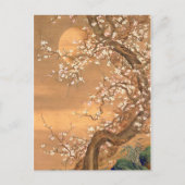 Carte Postale Fleurs de prune rose et blanche au clair de lune, (Devant)