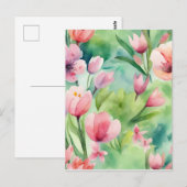 Carte Postale Fleurs de ressort d'aquarelle (Devant / Derrière)