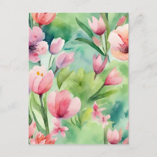 Carte Postale Fleurs de ressort d'aquarelle (Devant)