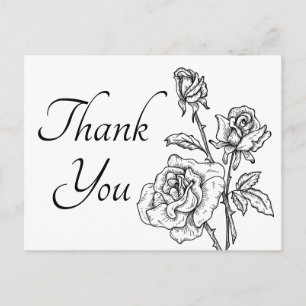Carte Postale Fleurs de rose de remerciement florales mariage vi