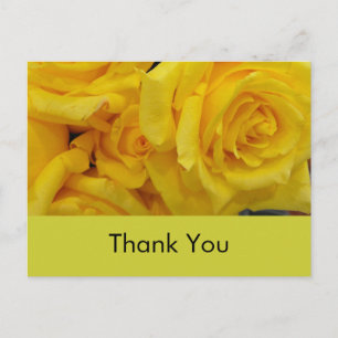 Carte Postale fleurs de rose jaune de remerciement de mariage