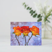 Carte postale Fleurs de roses orange et jaune alig (Debout devant)