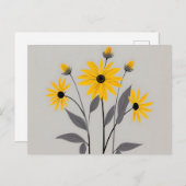 Carte Postale Fleurs de Rudbeckia Minimaliste (Devant / Derrière)