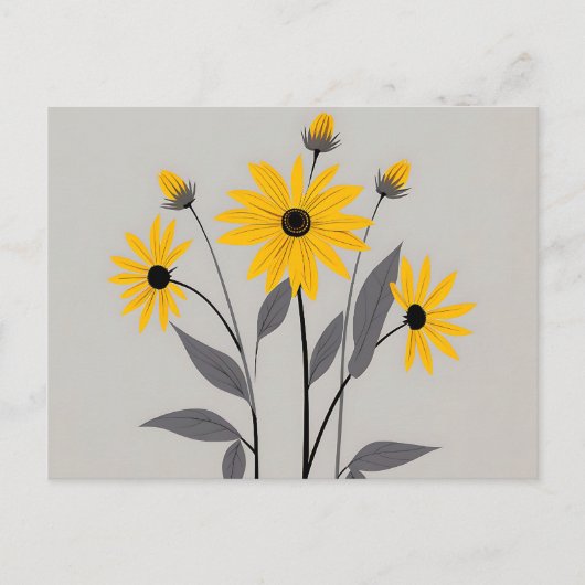 Carte Postale Fleurs de Rudbeckia Minimaliste (Devant)