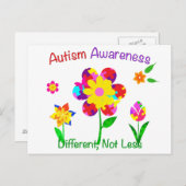 Carte Postale Fleurs de sensibilisation à l'autisme (Devant / Derrière)
