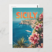Carte Postale Fleurs de Sicile vintage (Devant / Derrière)