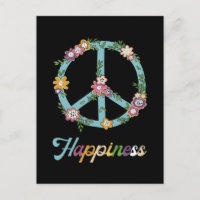 Fleurs de signe de paix Bonheur coloré Hippie