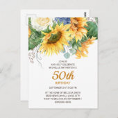 Carte Postale Fleurs de soleil customisées Eucalyptus 50e annive (Devant / Derrière)