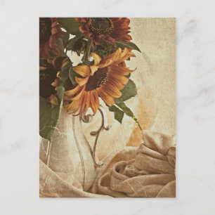 Carte Postale Fleurs de soleil orange rouillées