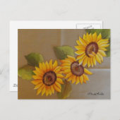 Carte Postale Fleurs de soleil peintes par Frida Kahlo (Devant / Derrière)